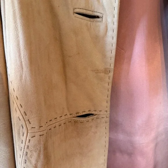 Vintage Saks Fifth Avenue Suede Blonde Mink Collared Mod 1960s Coat Medium - Picture 10 of 12